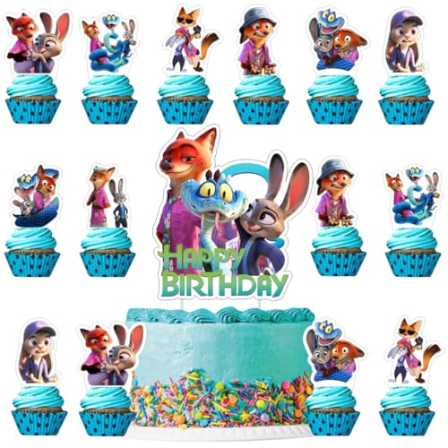 Zootopia Cake Decorations Set - 25 Pcs with Cupcake & Big Topper