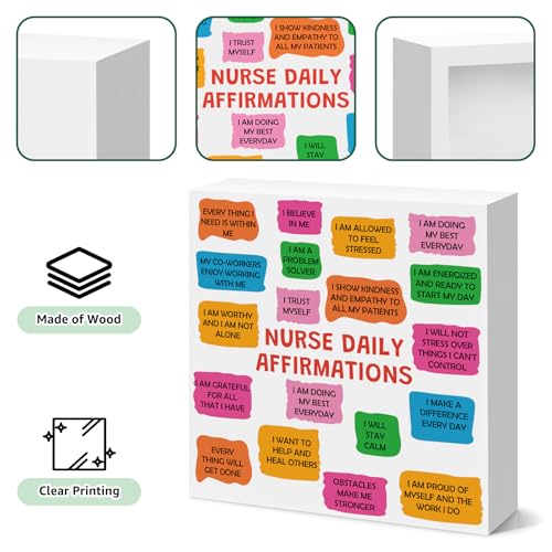 Inspirational Wooden Box Sign for Nurses - Desk Decor & Affirmations