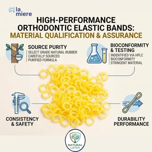 Orthodontic Elastic Bands 1/4 Inch Medium Force Amber Latex 100 Count