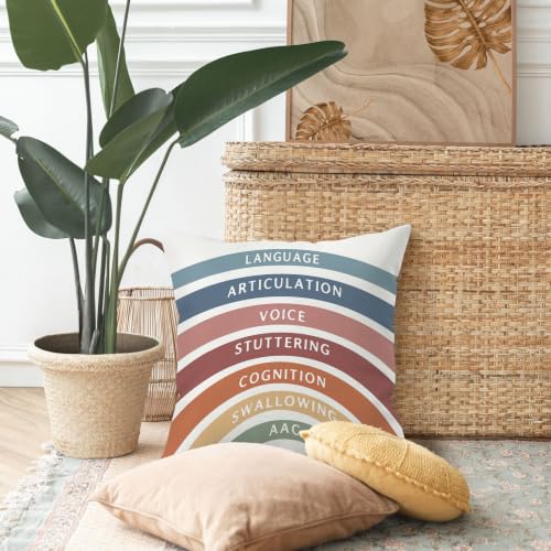 Boho Rainbow Mental Health Pillow Cover 18x18 - Back-to-School