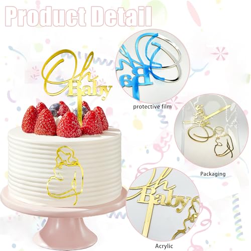 Gold Acrylic Oh Baby Cake Topper Set for Baby Showers