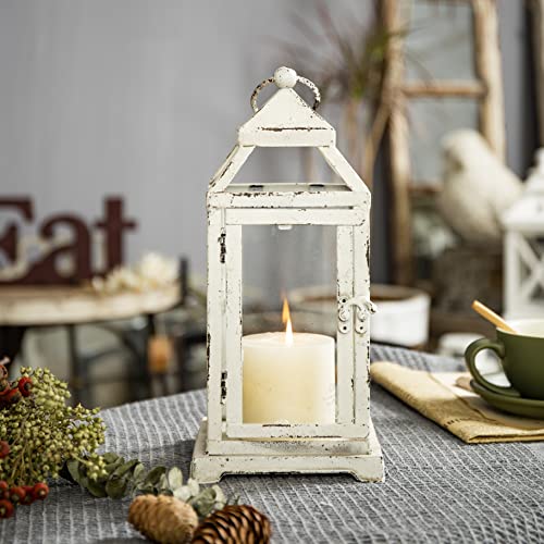 White Rustic Metal Candle Holders 12-Inch Tall Farmhouse Decor