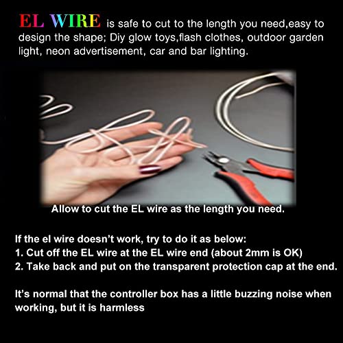10-Pack 9ft Waterproof EL Wire Kit with Battery Controllers - 10 Colors