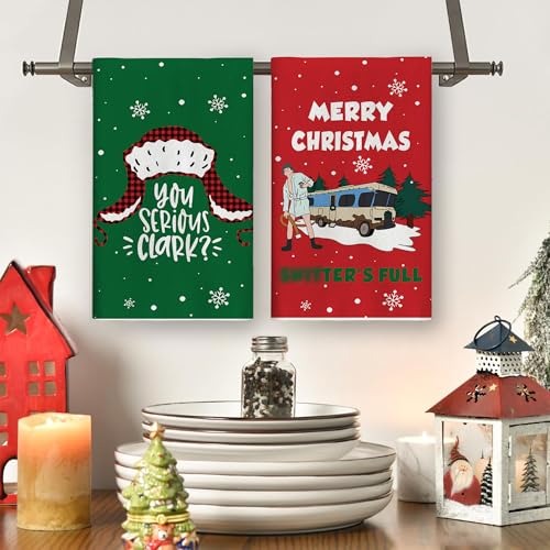 Funny Christmas Kitchen Towels - Super Absorbent Dish Towels for Holiday Decor