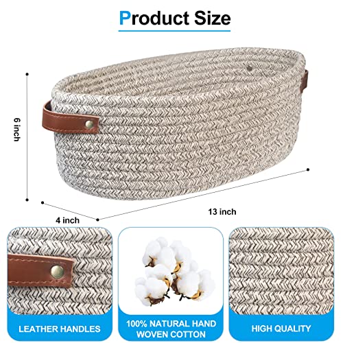 AmapleL Woven Cotton Rope Bathroom Storage Basket with Handles for Toilet Tank, Organizer Bin for Toilet Paper & Accessories