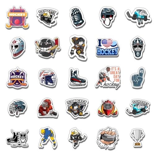 50 Pack Waterproof Ice Hockey Stickers for Water Bottles & Laptops