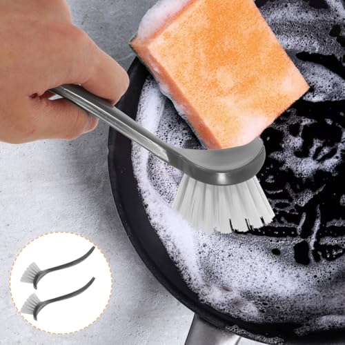 FRCOLOR Kitchen Dish Brush Set - Long Handle Scrub Brush for Pots and Pans