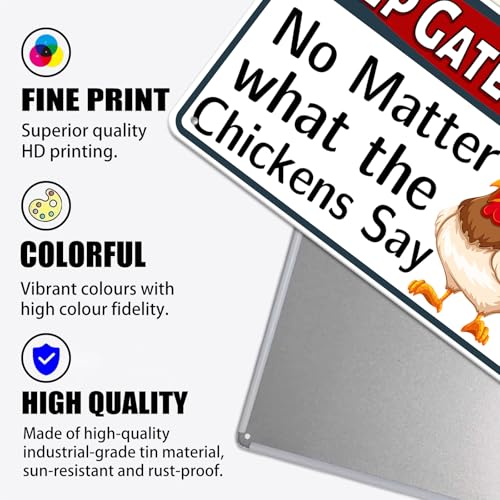 Chicken Warning Metal Tin Sign - 8"x12" Funny Plaque Art