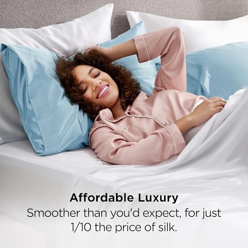 Bedsure King Satin Pillowcases Set of 2 - Aqua (20" x 36")