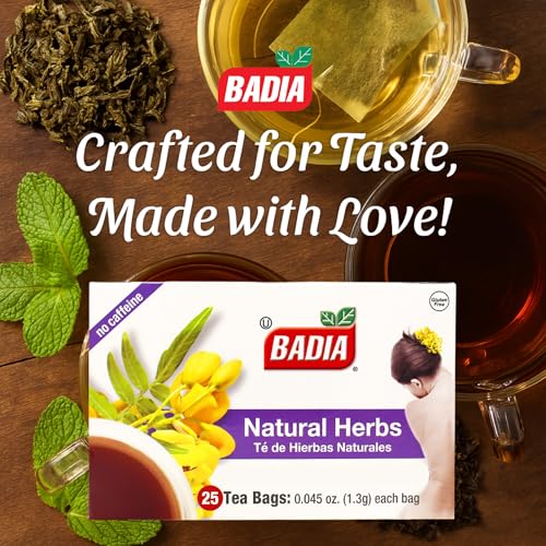 Badia Natural Herbal Tea Blend, Caffeine-Free, 50 Tea Bags (2-Pack)