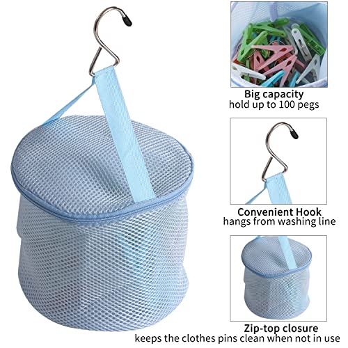 48 Pack Heavy Duty Clothes Pins with Mesh Storage Bag - Rustproof Clips