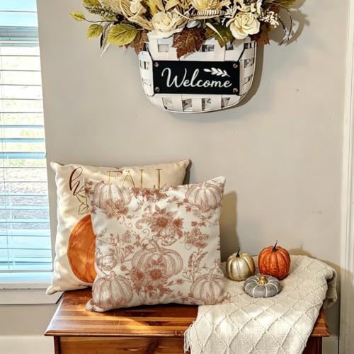 RABUSOFA Fall Pillow Covers 18x18 Inch Set of 2 - Rust