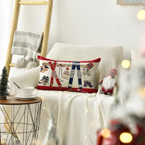 AVOIN Colorlife Winter Ice Skates Pillow Cover - 12x20 Inch