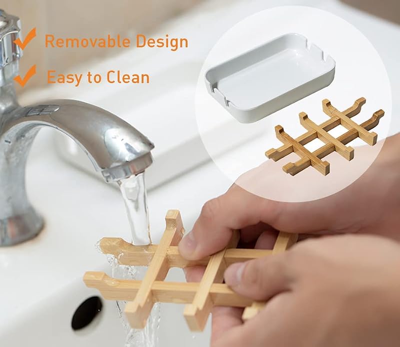 Sansnow White Bamboo Fiber Soap Dish 5.1 x 3.2 inches Eco-Friendly Removable Design