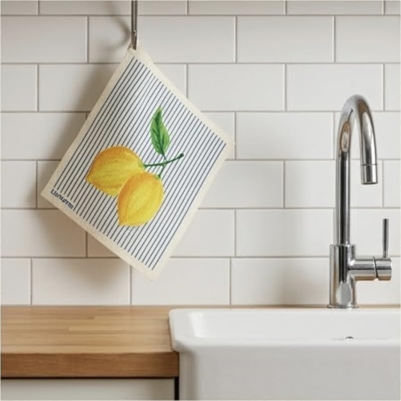 Lemon Collection Swedish Dishcloth - Reusable, Eco-Friendly Kitchen Cloth