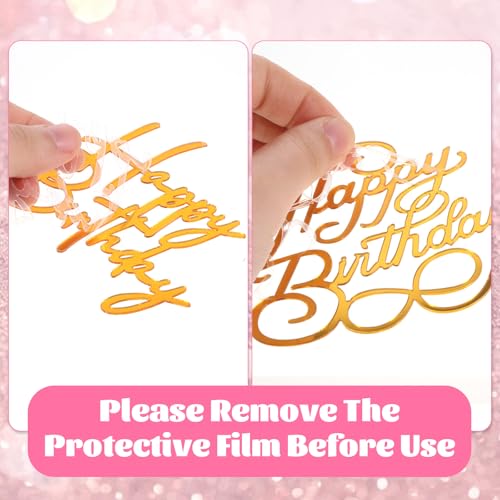 Gold Happy Birthday Cake Topper Set - 6 Styles Acrylic Decor
