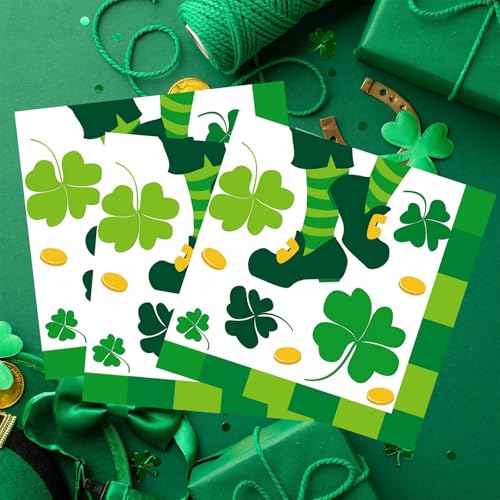 St. Patrick's Day Shamrock Napkins - 20 Disposable 6.5x6.5"
