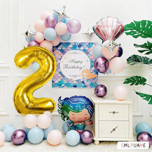 40 Inch Gold Number 2 Balloon for 2nd Birthday Decoration