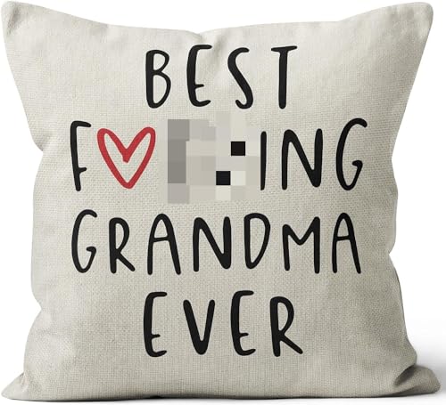 Grandma Linen Throw Pillow Cover 18x18 - Funny Grandma Birthday Gift