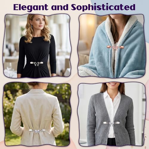 3 Pcs Rhinestone Bow Cinch Clips for Cardigans & Sweaters