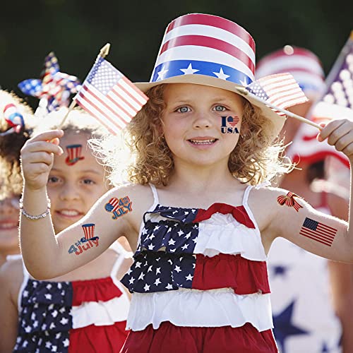 Hohamn 4th of July Patriotic Temporary Tattoos - 20 Sheets American Flag Party Favors