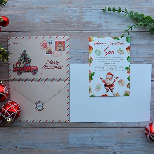 Merry Christmas Card for Son with Envelope & Seal - Heartfelt Design