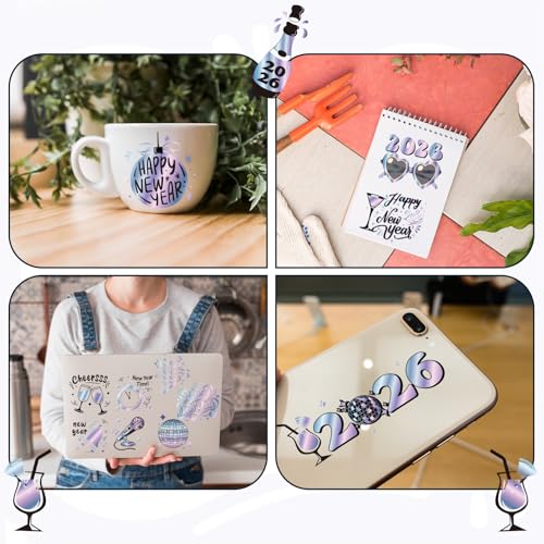 INCOK 2026 New Year Temporary Tattoos - 8 Sheets Disco Party Favors