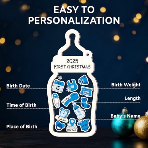 Yewfold Personalized Baby First Christmas Wooden Ornament 2025 Keepsake