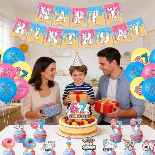 67 Meme Birthday Party Decorations Set with Banner, Toppers and Balloons