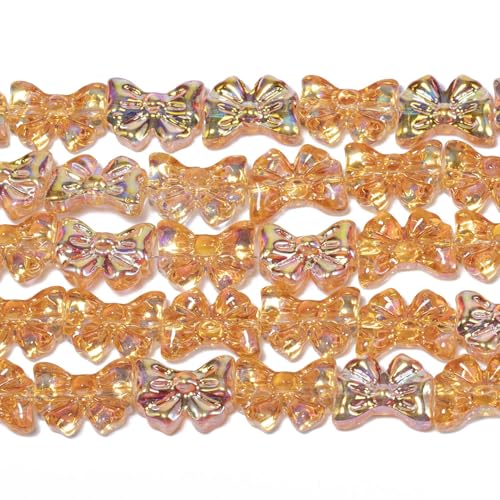 Song Xi 60pcs Orange Bowknot Glass Beads for Jewelry Making