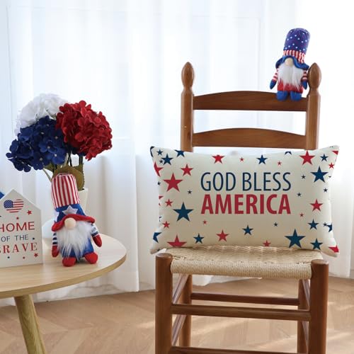 God Bless America Patriotic Throw Pillow Cover - 12x20 Inch