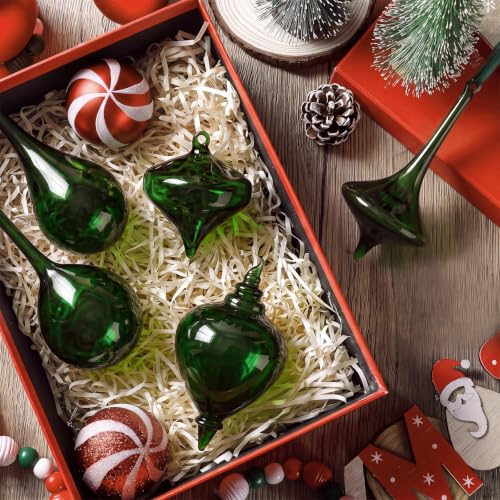 Seenelling Green Christmas Glass Finial Ornaments Set - Holiday Tree Decor