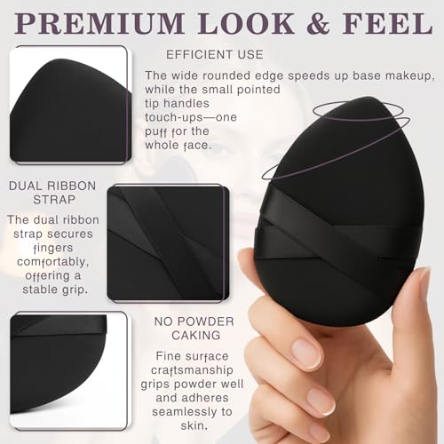 Brvlsoc 4PCS Makeup Sponge Puff Set - Latex-Free Non-Absorbent Foundation Blenders with Dual-Ribbon Grip