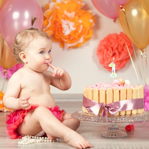 Rainbow Stripes Number 1 Birthday Candle - 2.4 Inch Multicolor
