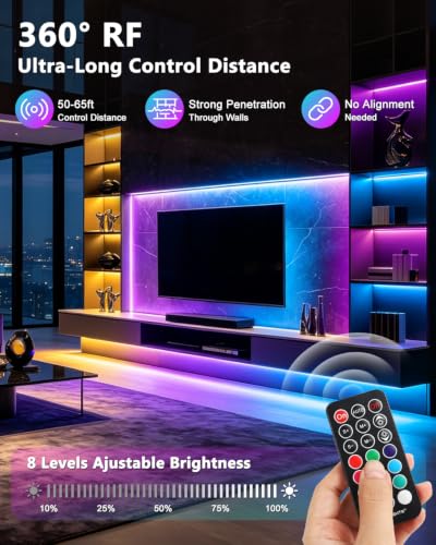 32.8ft RGB LED Strip Lights Kit with Remote, Ultra Bright, Color Changing for Home & TV