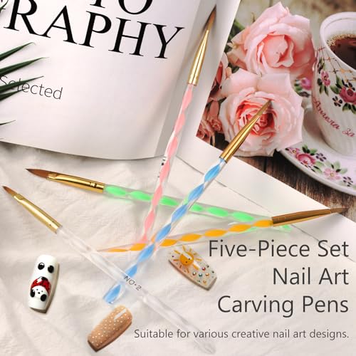 Kootinn 5 Pcs Nail Art Clean Up Brushes - Gel & Polish Removal Tools