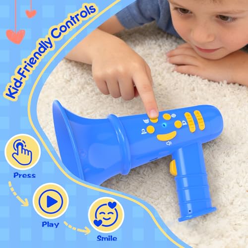 MEGUO Voice Changer for Kids - Mini Megaphone with Lights, Ages 3-8