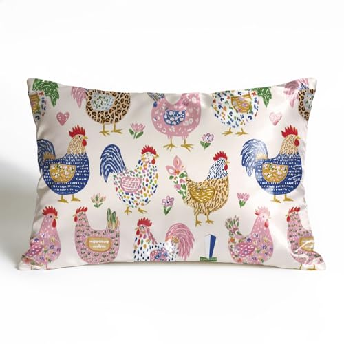 Queen Size Satin Silk Pillowcase with Chicken Print - 20x30