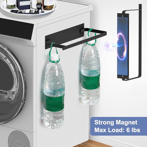 FODIENS Magnetic Hanger Holder for Laundry Room, Heavy-Duty Black Rack