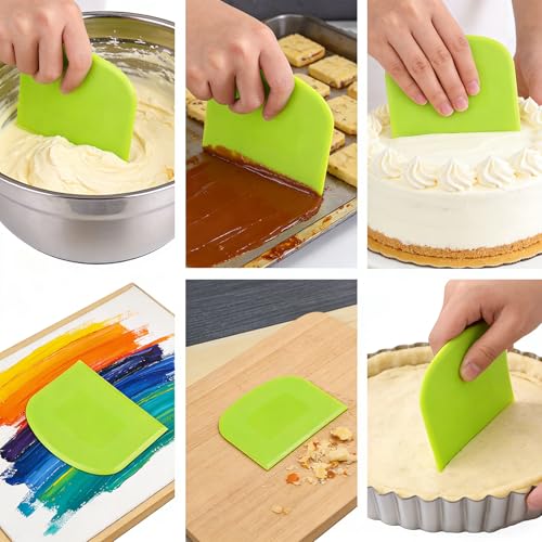 DESKEMAI 2-Piece Flexible Plastic Dough Scraper Set for Baking and Cake Decorating