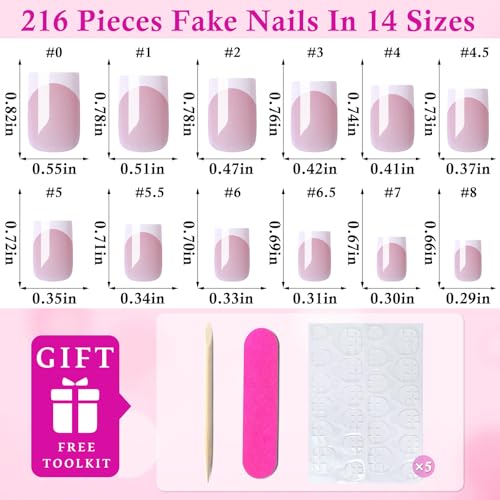 LoveOurHome Medium Square French Tip Press On Nails Kit