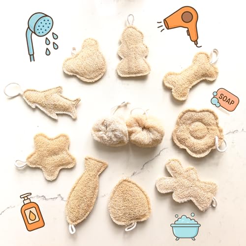 Natural Loofah Body Scrubber 3-Pack Eco-Friendly Exfoliating Shower Sponge