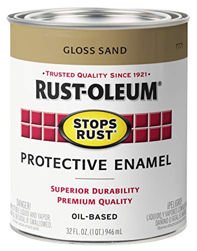 Rust-Oleum Stops Rust Enamel Paint, Gloss Sand, 32 Fl Oz Quart