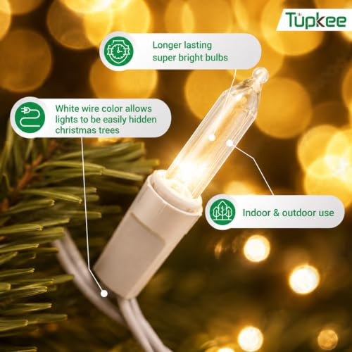 LED Twinkle String Lights for Christmas Tree 100 Warm-White Bulbs - 16 of 100 Twinkle/White Wire