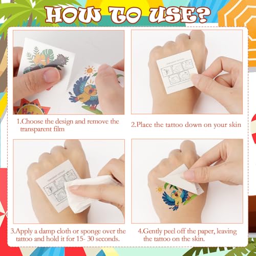 Konsait Summer Temporary Tattoos for Kids & Adults - 96 Pcs Beach Party Favors