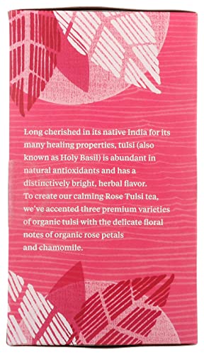 Allegro Organic Rose Tulsi Herbal Tea Bags, Naturally Caffeine-Free, 20 ct