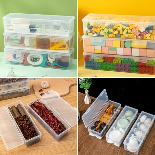 Vidifor Clear Art & Craft Storage Organizer with Lid - Small Stackable Container for Makeup, Paint Brushes, Tools, Straws, Crayons (1 Pack)