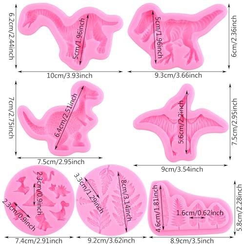 ZiXiang Dinosaur & Tropical Leaf Silicone Mold Set for Cake Decorating - Style B