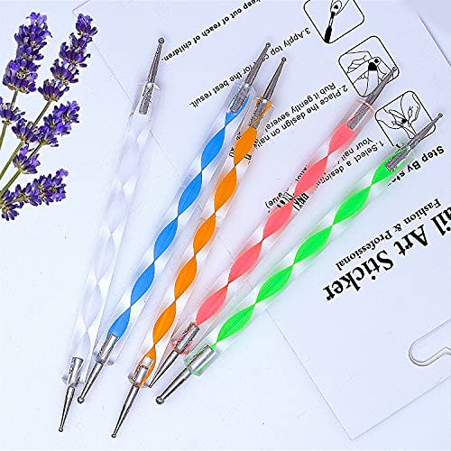 AIBEE 20pcs Nail Art Brushes and Dotting Pens Kit - Pink DIY Set