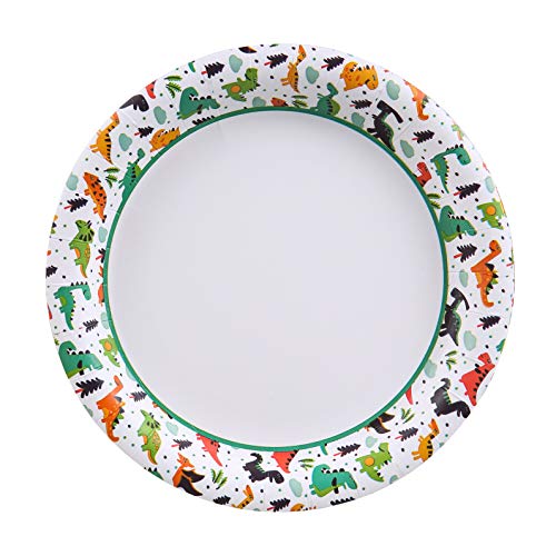 Glad Dinosaur Disposable Paper Plates, 7 Inch, Multicolor, 120 Ct